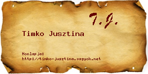 Timko Jusztina névjegykártya